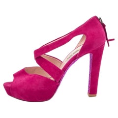 Miu Miu Sandali con plateau in pelle scamosciata rosa taglia 39