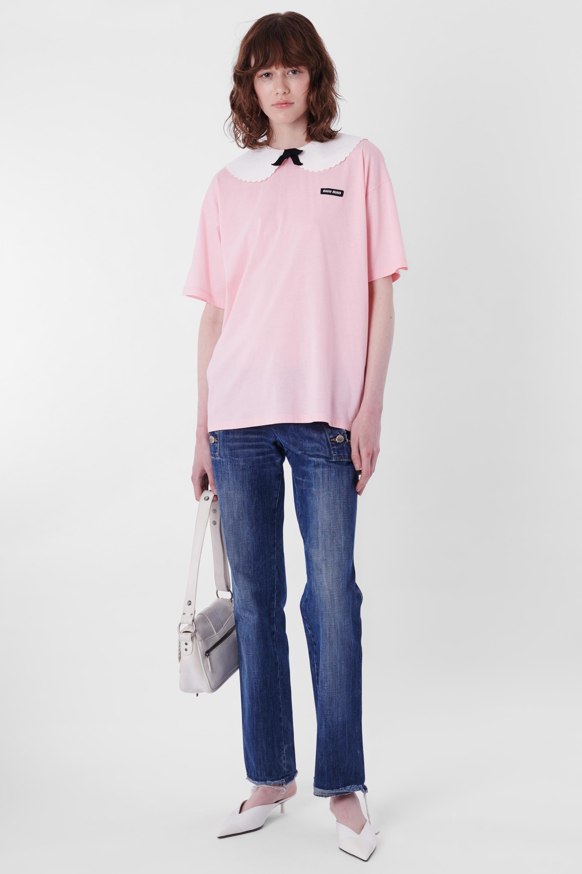 Women's or Men's Miu Miu Pink T-Shirt With Collar