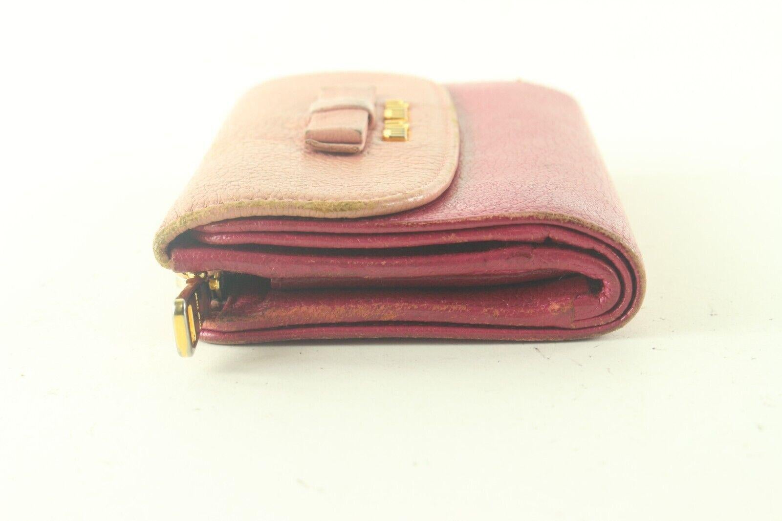 Women's MIU MIU Pink Two Card Holder Wallet 1MIU83K For Sale