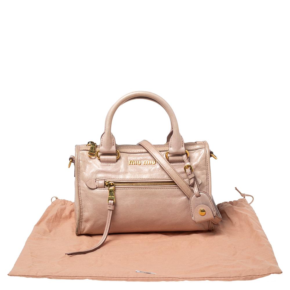 Miu Miu Pink Vitello Shine Leather Bauletto Satchel 2