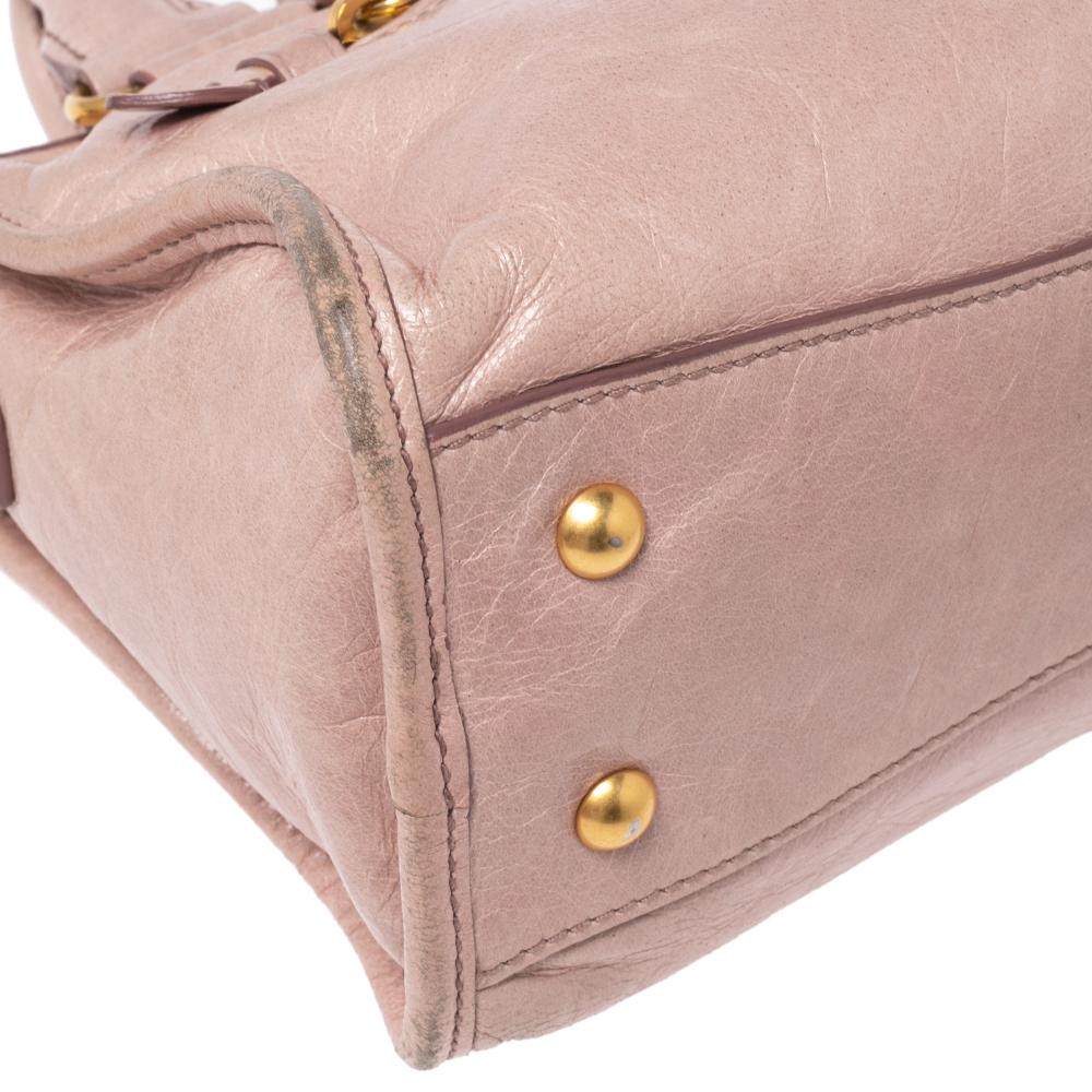 Women's Miu Miu Pink Vitello Shine Leather Bauletto Satchel