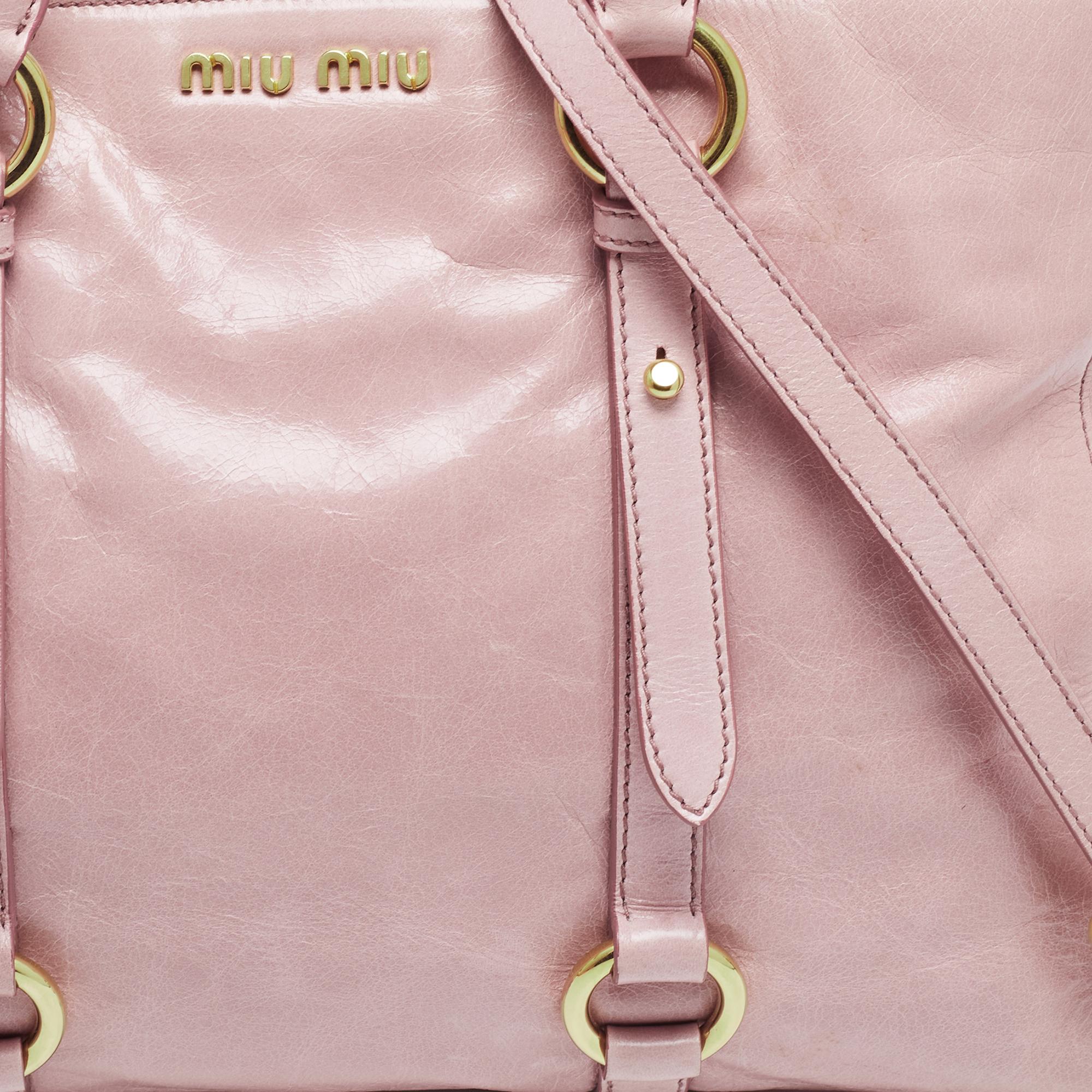 Miu Miu Pink Vitello Shine Leather Tote 8
