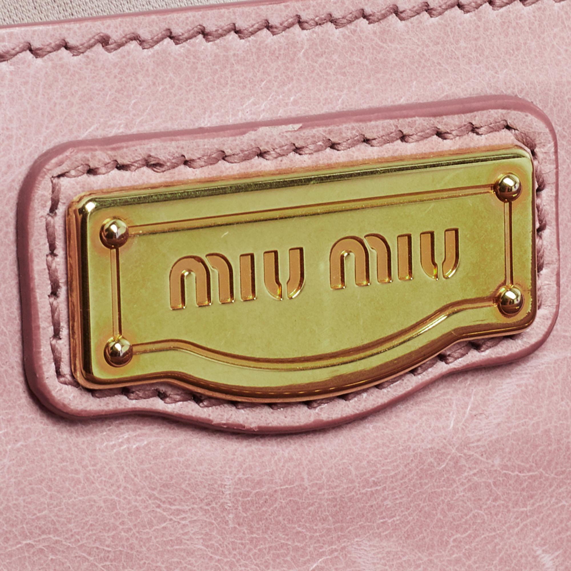 Miu Miu Pink Vitello Shine Leather Tote 9