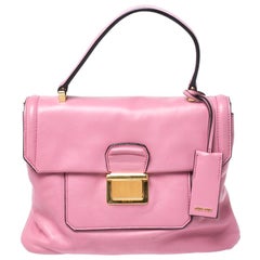 Miu Miu Pink Vitello Soft Leather Top Handle Bag