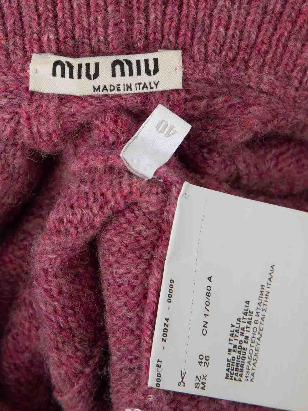 Women's Miu Miu Pink Wool Cable Knit Collared Top Size S