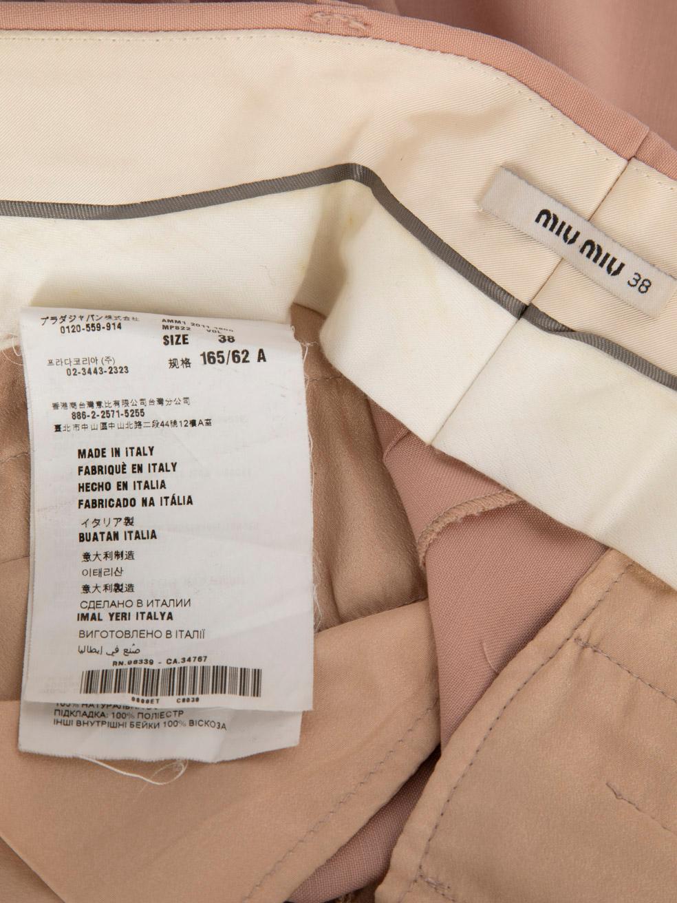 Miu Miu Pink Wool Cropped Trousers Size XS For Sale 3