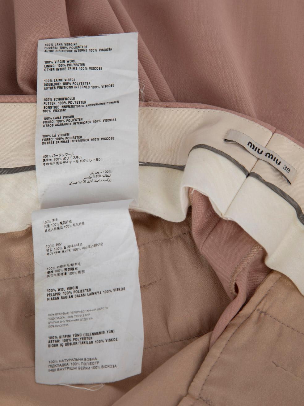 Miu Miu Pink Wool Cropped Trousers Size XS For Sale 4