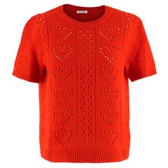 Miu Miu Pointelle-knit Cashmere Sweater - Red SIZE 38 IT