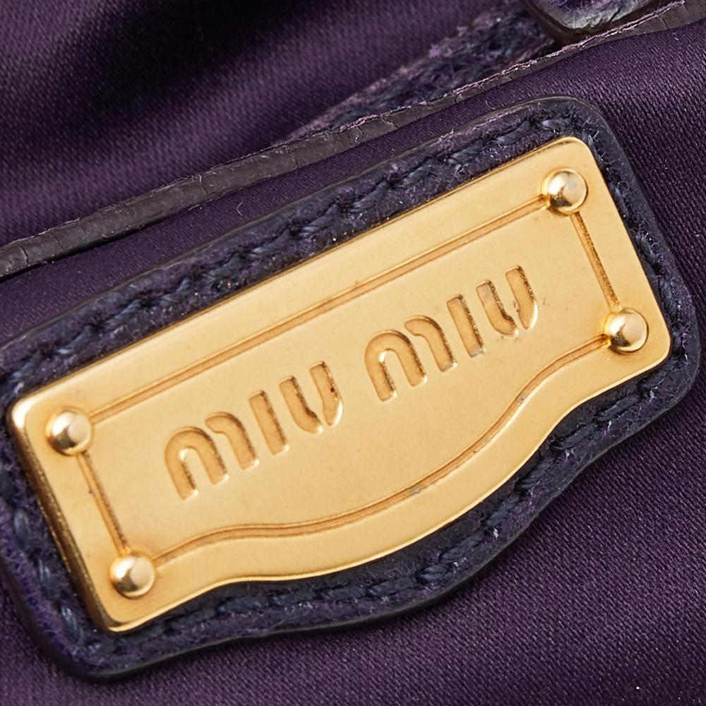 Miu Miu Purple Distressed Leather Charm Satchel 5