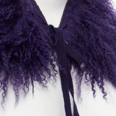 MIU MIU purple dye shaggy curly sheep shearling fur tie neck collar