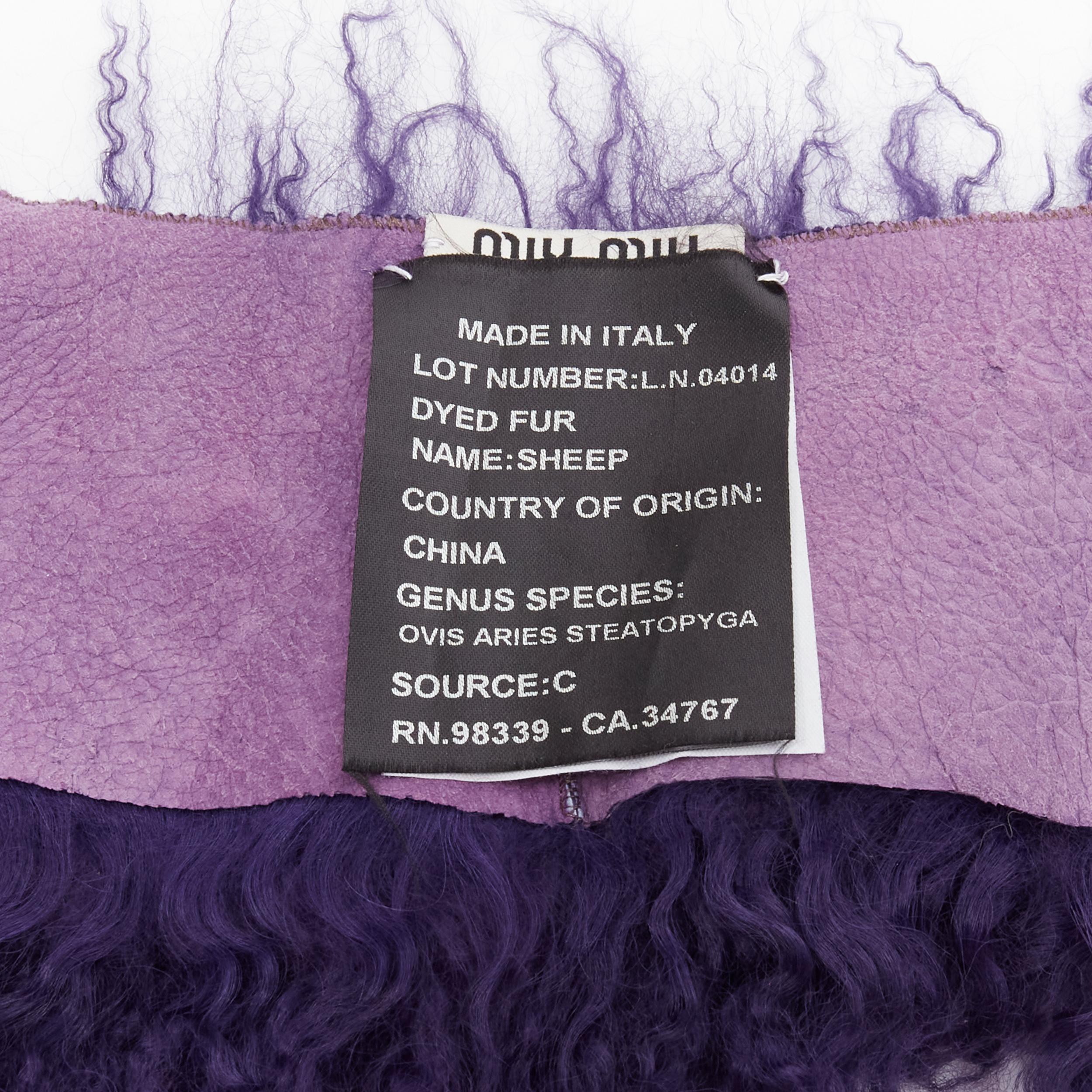 MIU MIU purple dye shaggy curly sheep shearling fur tie neck collar 1