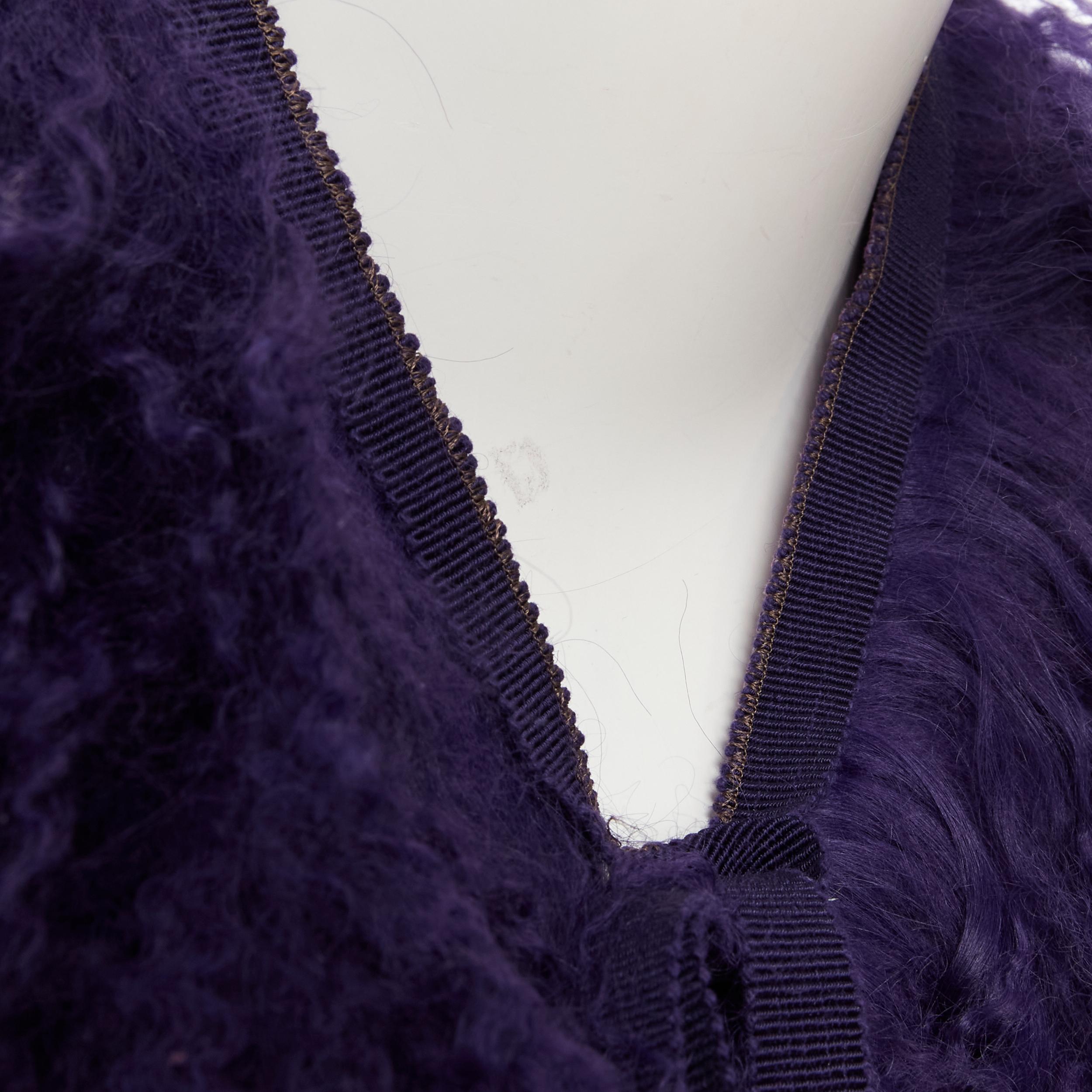 MIU MIU purple dye shaggy curly sheep shearling fur tie neck collar 2