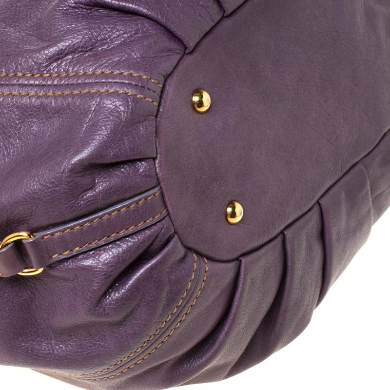 Miu Miu Purple Leather Gathered Hobo 5