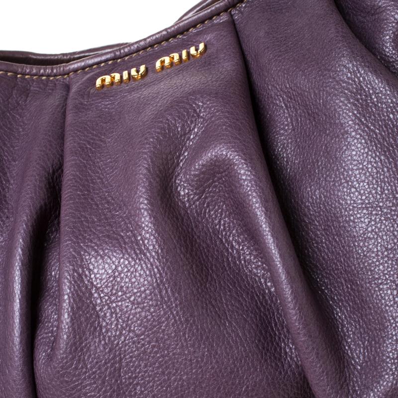 Miu Miu Purple Leather Gathered Hobo 2
