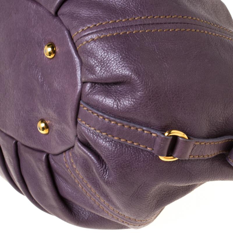 Miu Miu Purple Leather Gathered Hobo 3