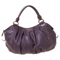 Miu Miu Purple Leather Gathered Hobo