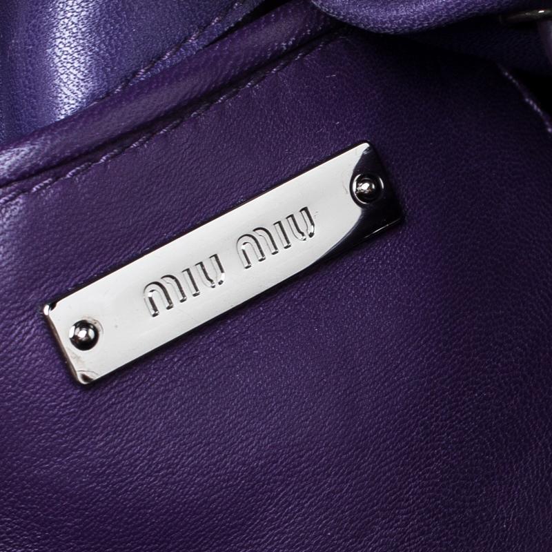 Miu Miu Purple Leather Grommet Embellished Drawstring Crossbody Bag 4
