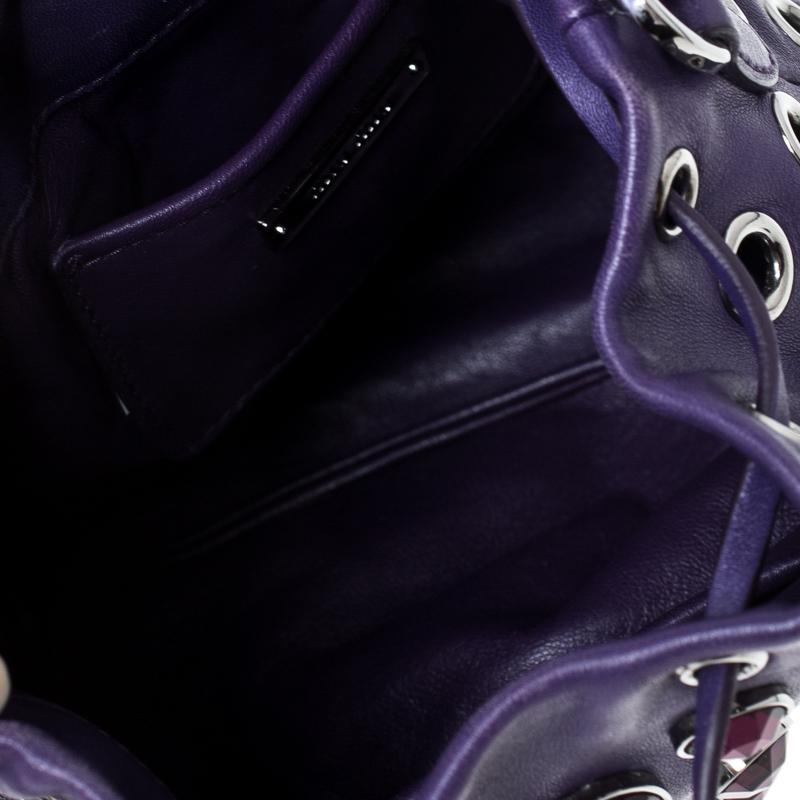 Miu Miu Purple Leather Grommet Embellished Drawstring Crossbody Bag 3