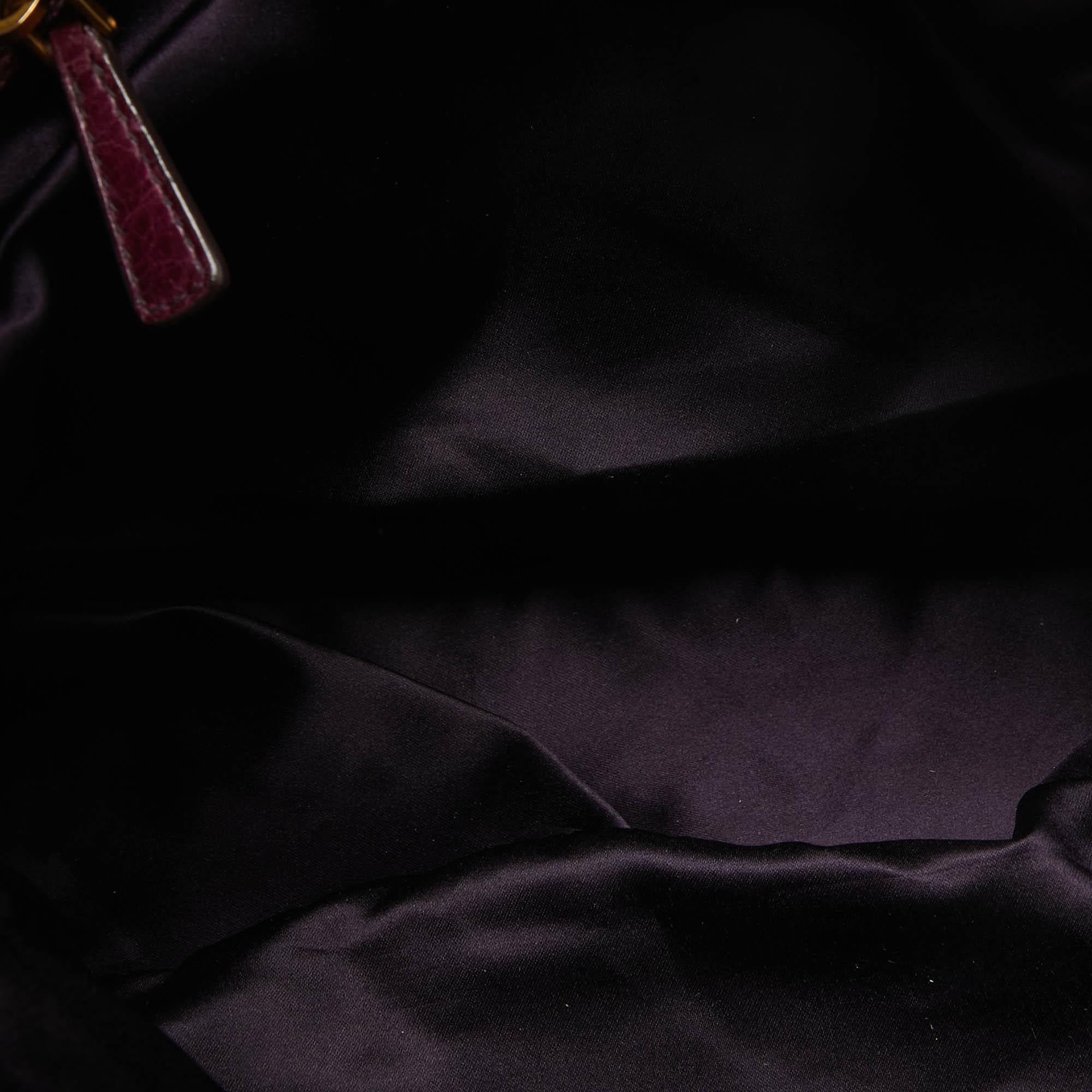 Miu Miu Purple Leather Lily Distressed Satchel For Sale 6