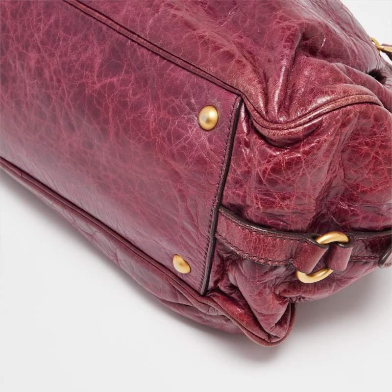 Miu Miu Purple Leather Lily Distressed Satchel 8