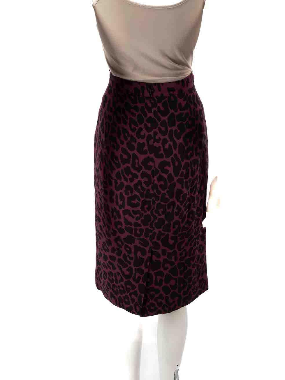 Black Miu Miu Purple Leopard Printed Skirt Size M