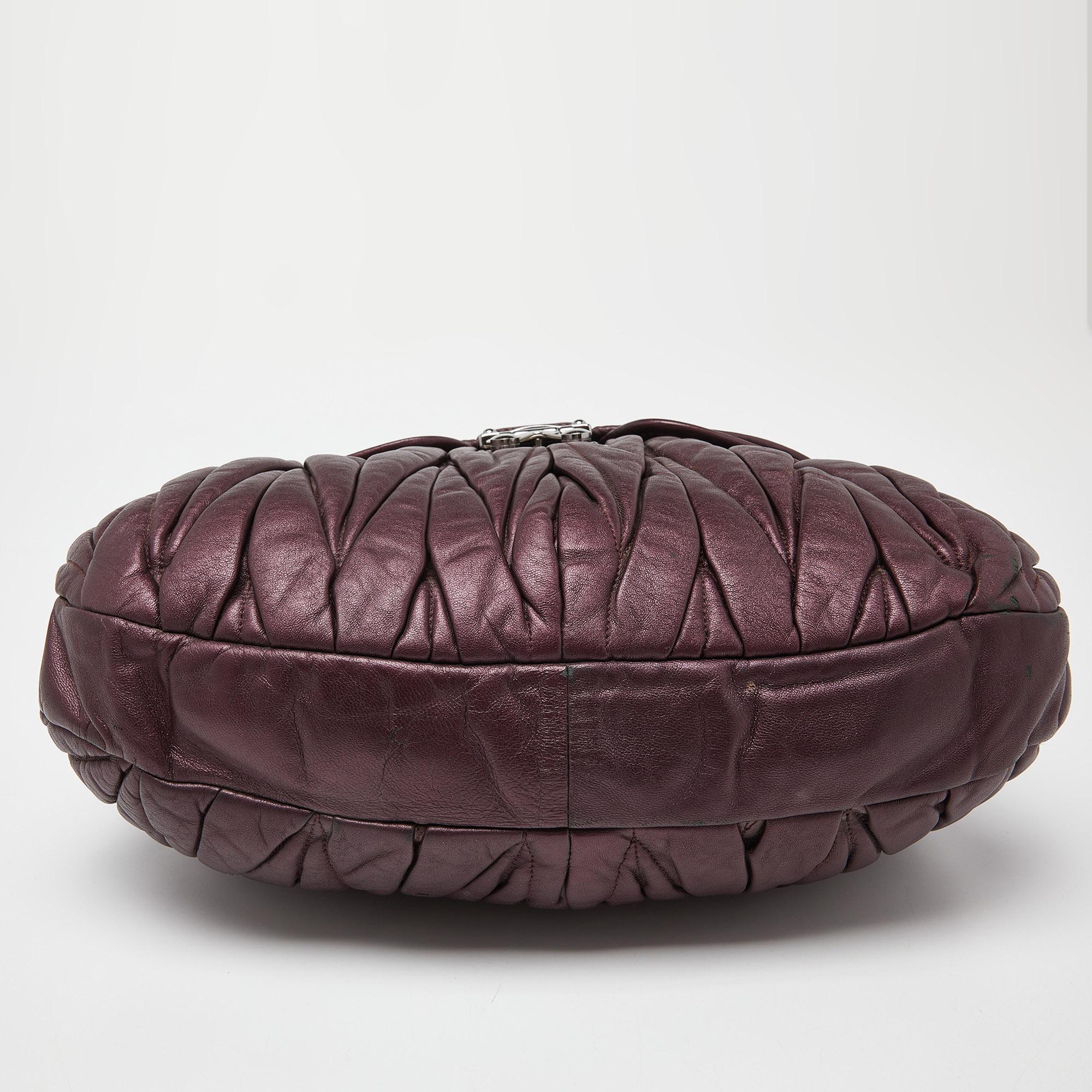 Miu Miu Purple Matelassé Leather Coffer Hobo For Sale 1