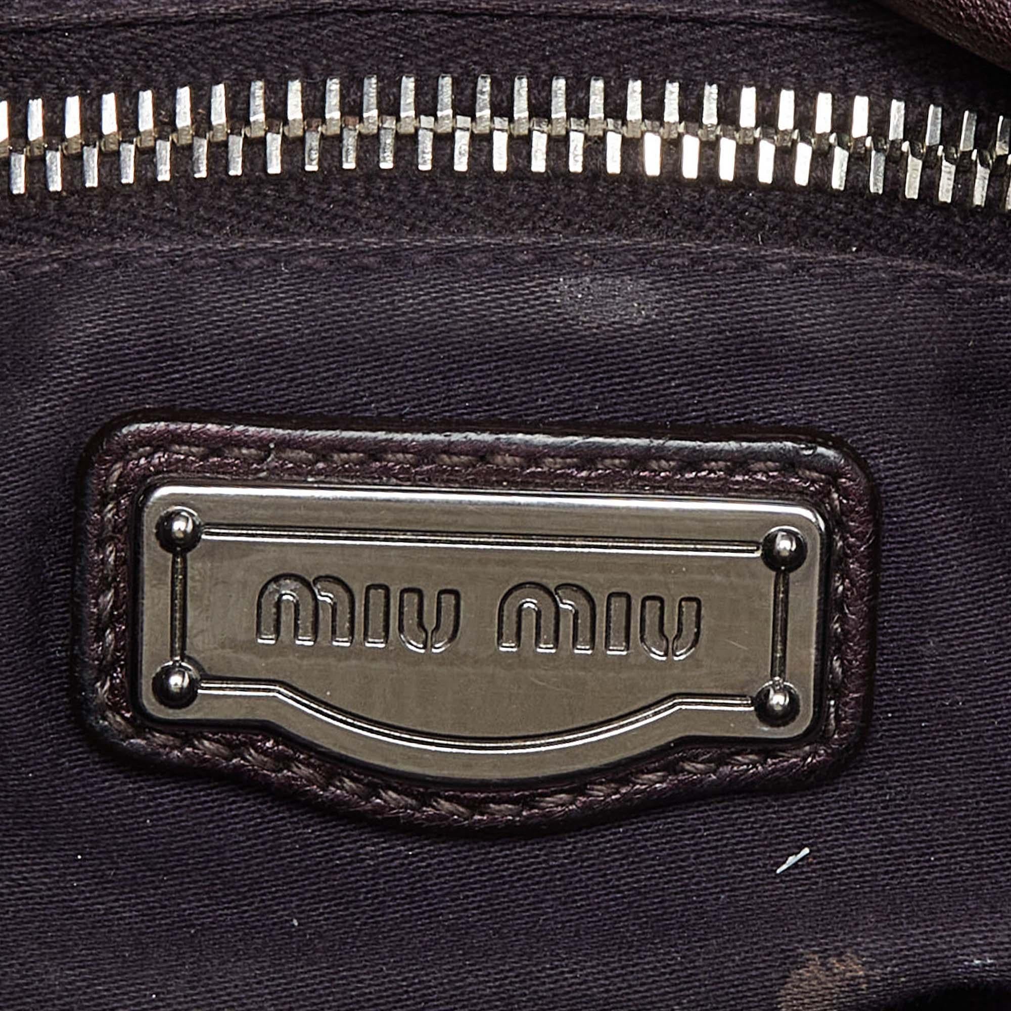 Miu Miu Purple Matelassé Leather Coffer Hobo For Sale 2