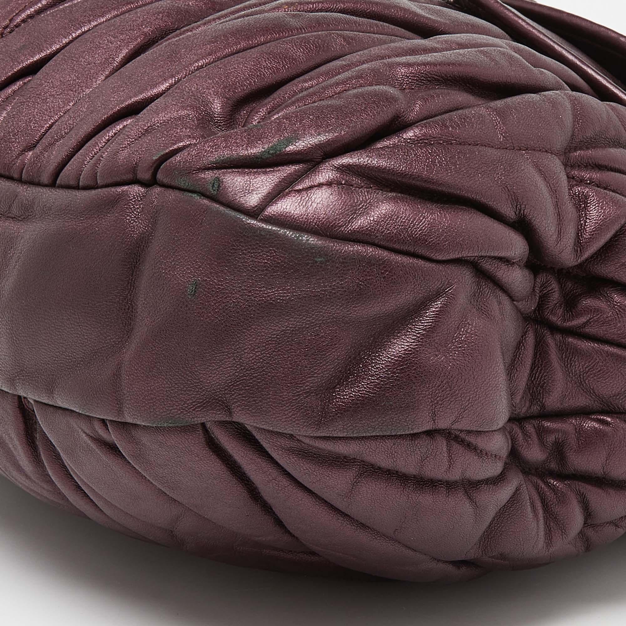 Miu Miu Purple Matelassé Leather Coffer Hobo For Sale 5