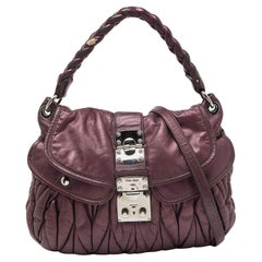 Miu Miu Purple Matelassé Leather Coffer Hobo