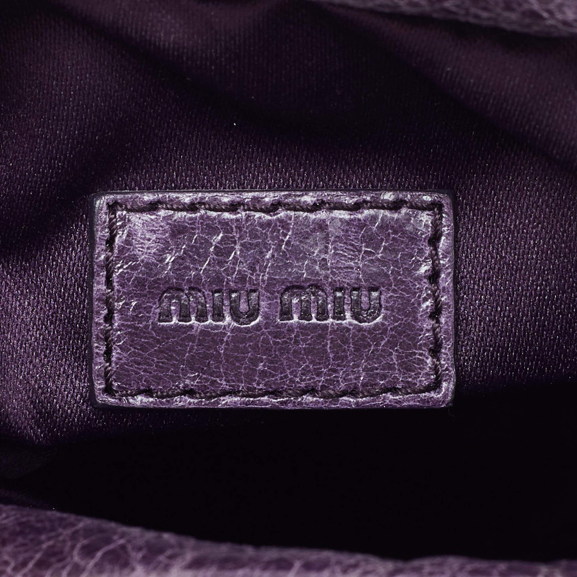 Miu Miu Purple Matelassé Leather Drawstring Crossbody Bag For Sale 6