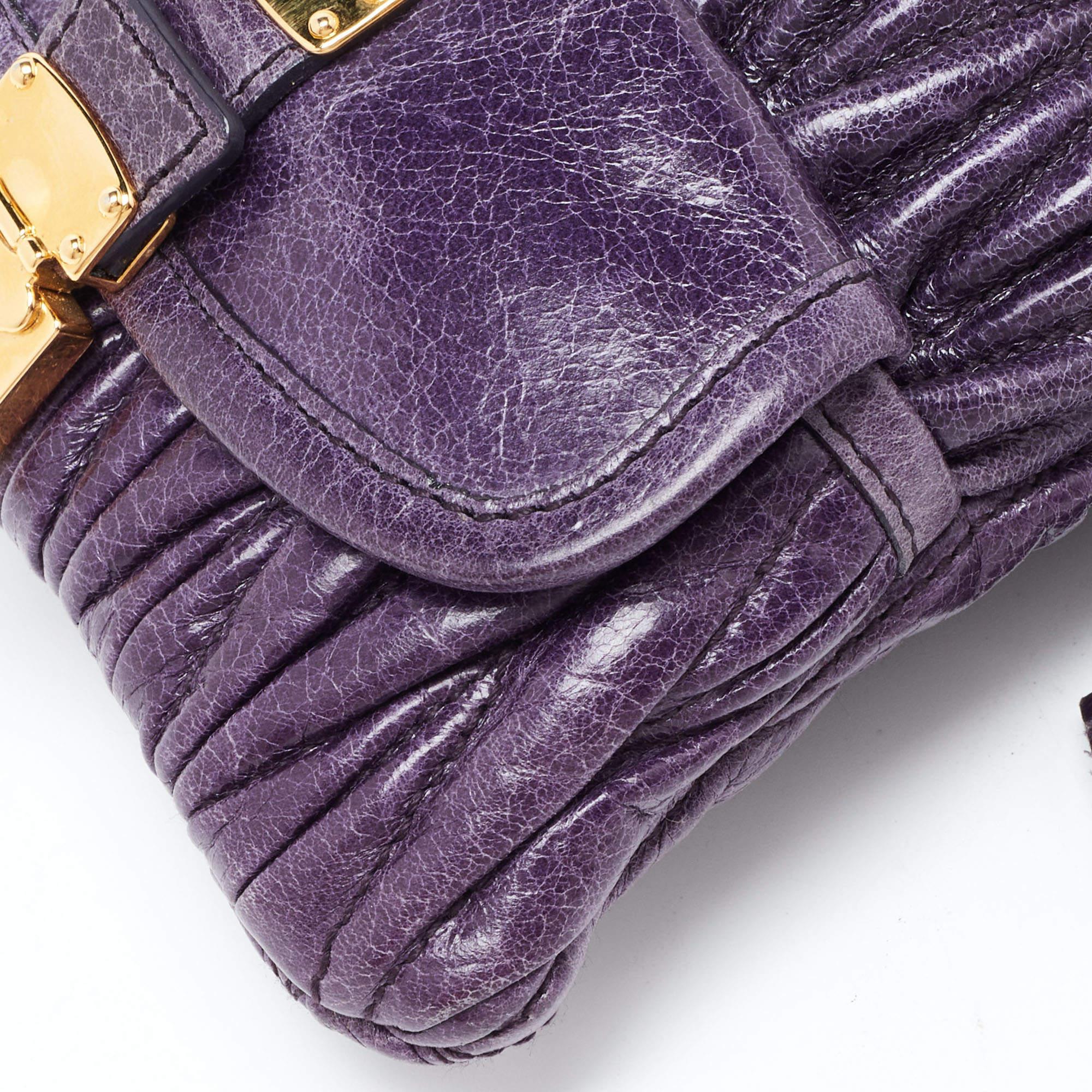 Miu Miu Purple Matelassé Leather Drawstring Crossbody Bag For Sale 1