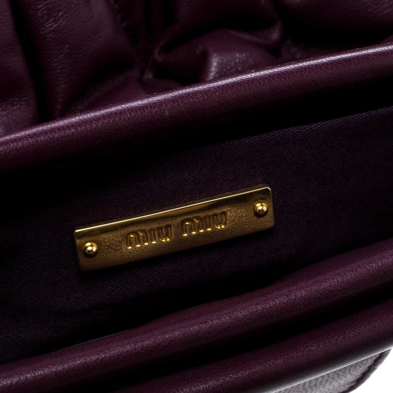 Miu Miu Purple Matelasse Leather Frame Clutch 3