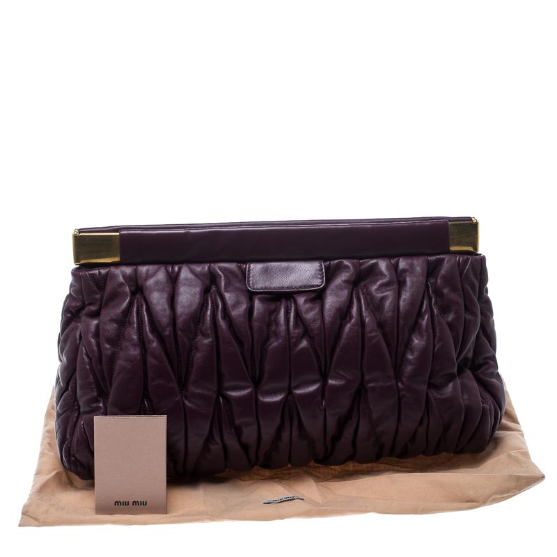 Miu Miu Purple Matelasse Leather Frame Clutch 4