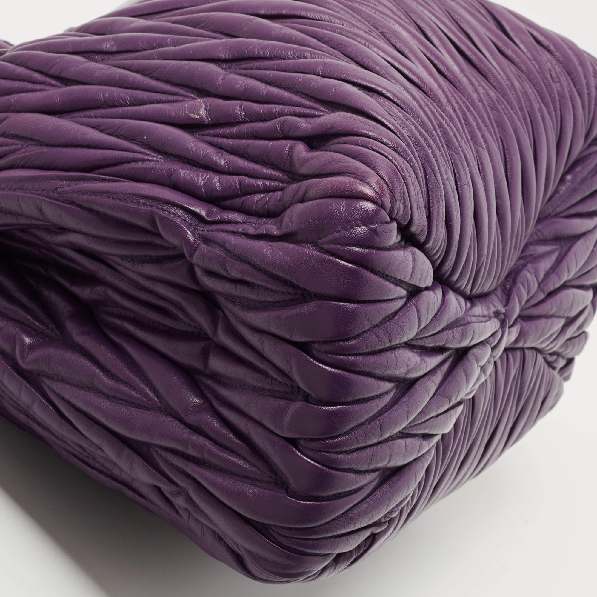 Miu Miu Purple Matelassé Leather Tote 5