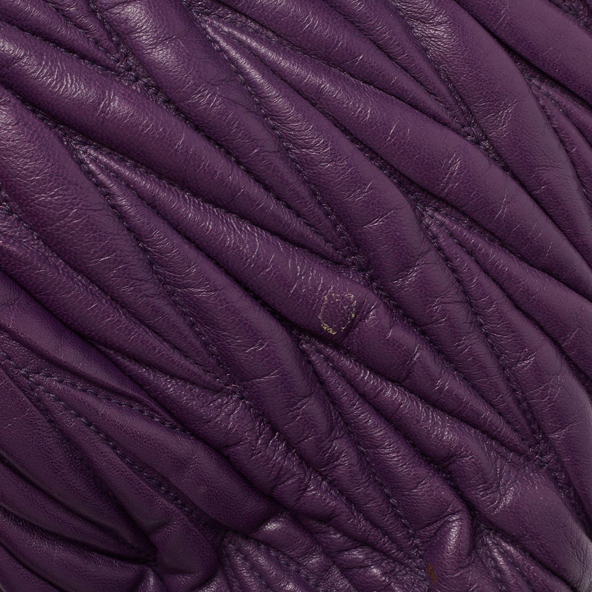 Miu Miu Purple Matelassé Leather Tote 8