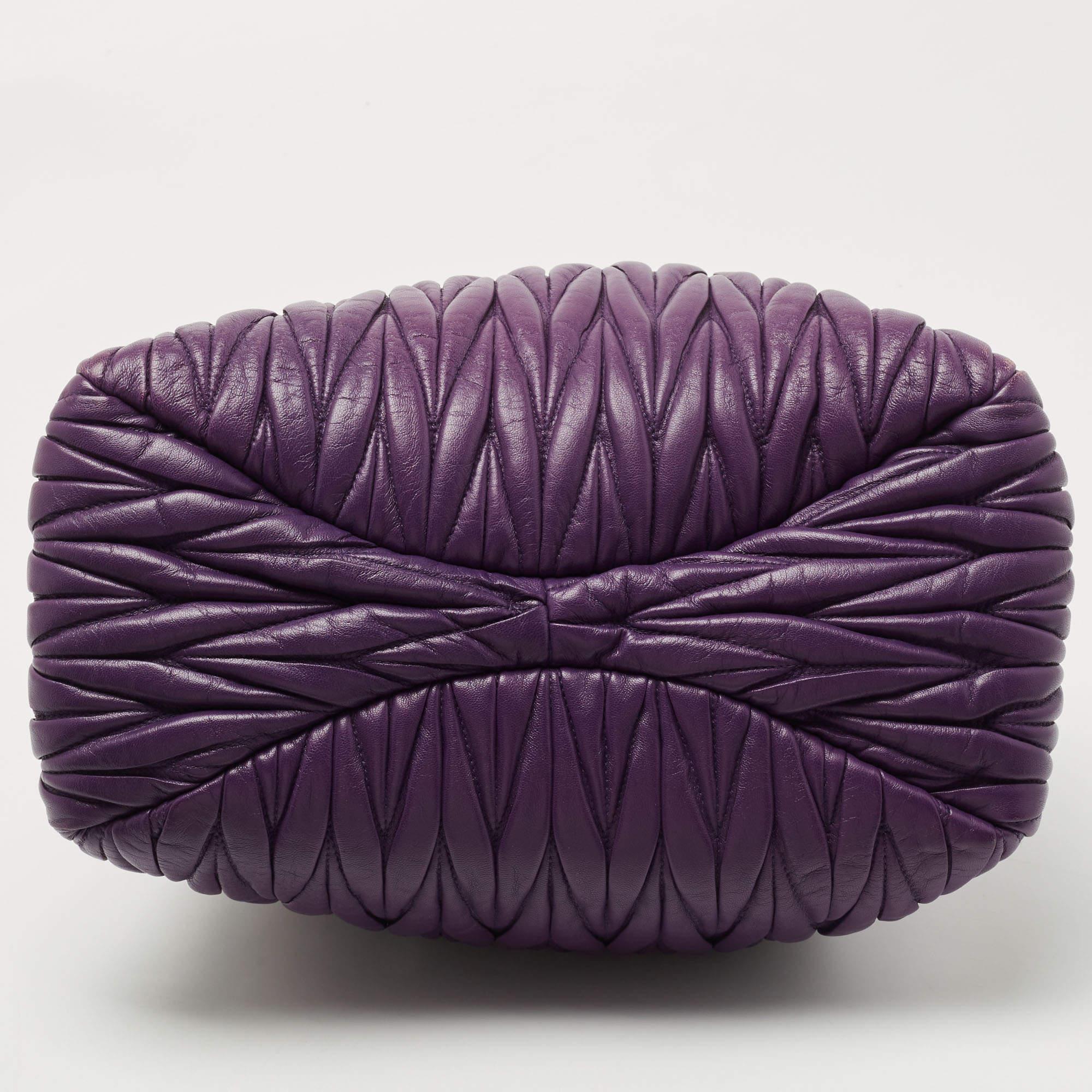 Miu Miu Purple Matelassé Leather Tote 4