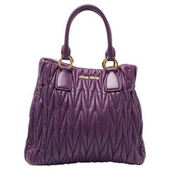 Miu Miu Purple Matelassé Leather Tote