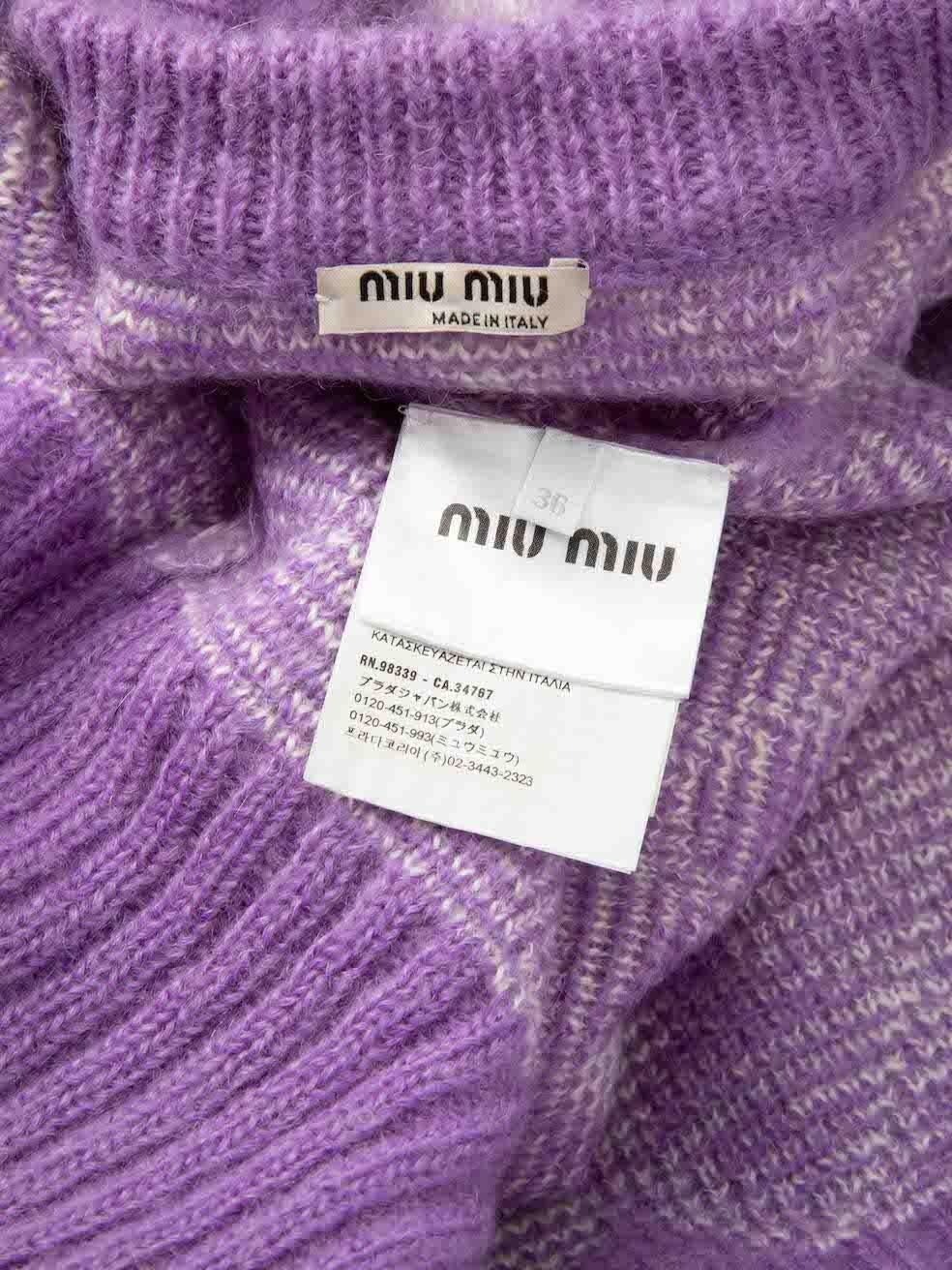 Women's Miu Miu Purple Mohair Oversized Argyle Cardigan Size XXS For Sale