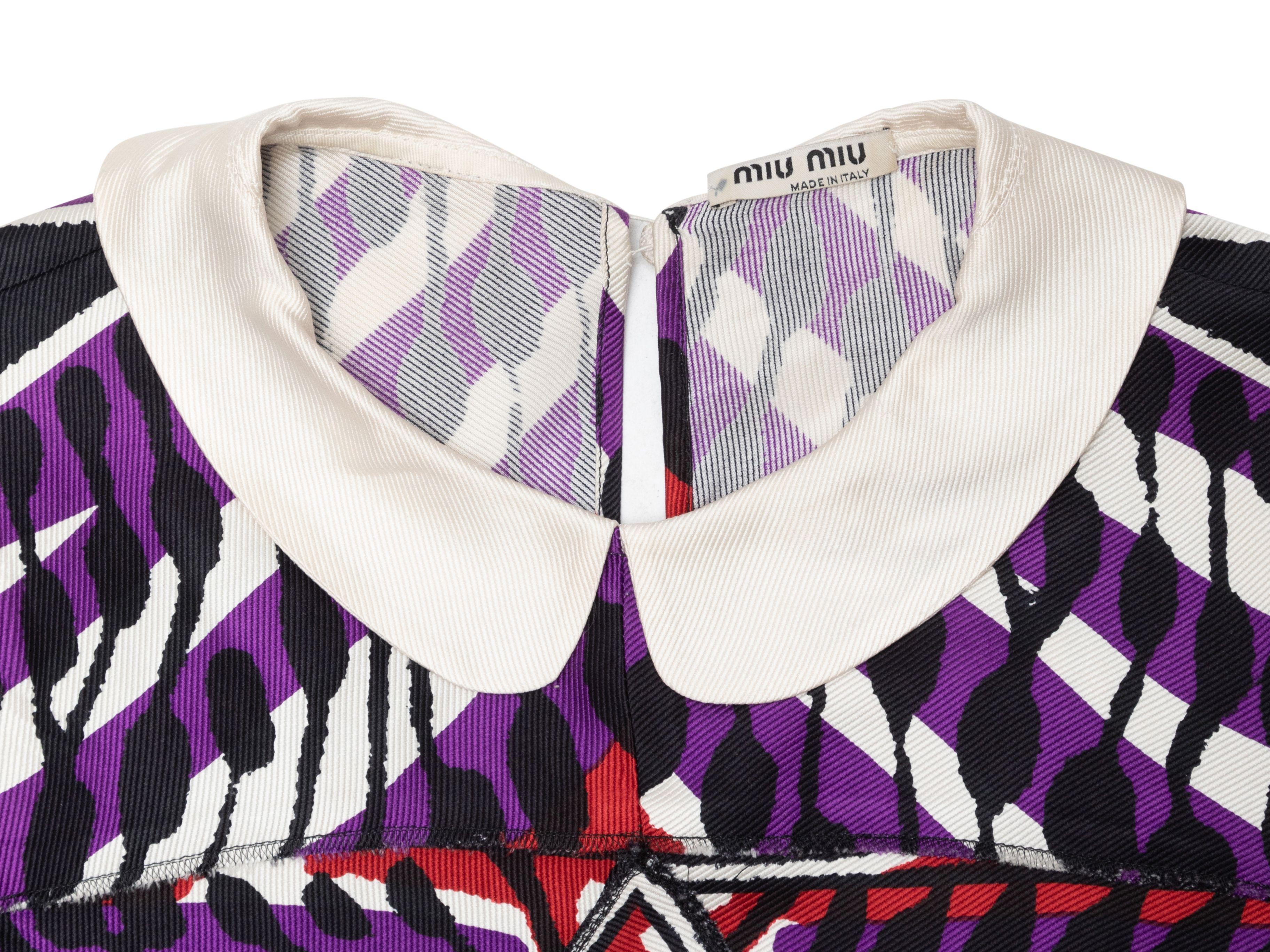 Miu Miu Purple & Multicolor Printed Collared Dress For Sale 3