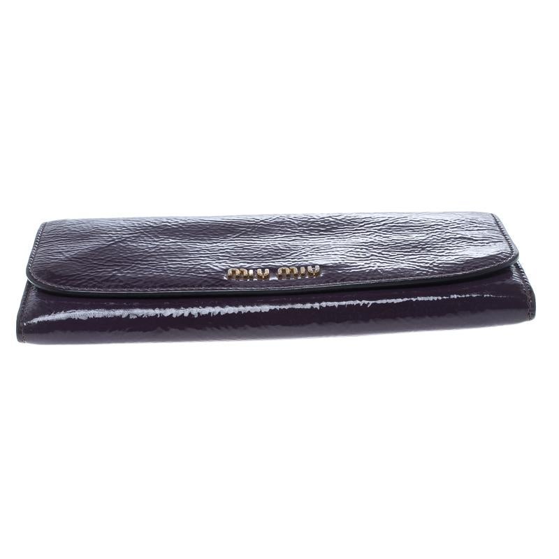 Miu Miu Purple Patent Leather Continental Wallet 5