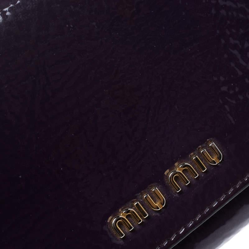 Women's Miu Miu Purple Patent Leather Continental Wallet