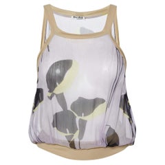 Miu Lila Bedrucktes Seiden- und Strickoberteil aus Seide M