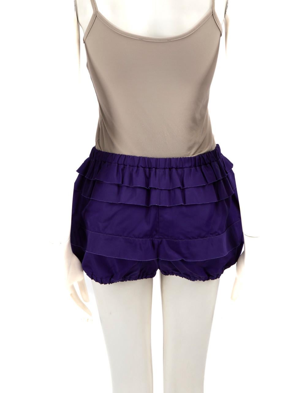 Miu Miu Purple Ruffle Layered Shorts Size XS In Good Condition For Sale In London, GB