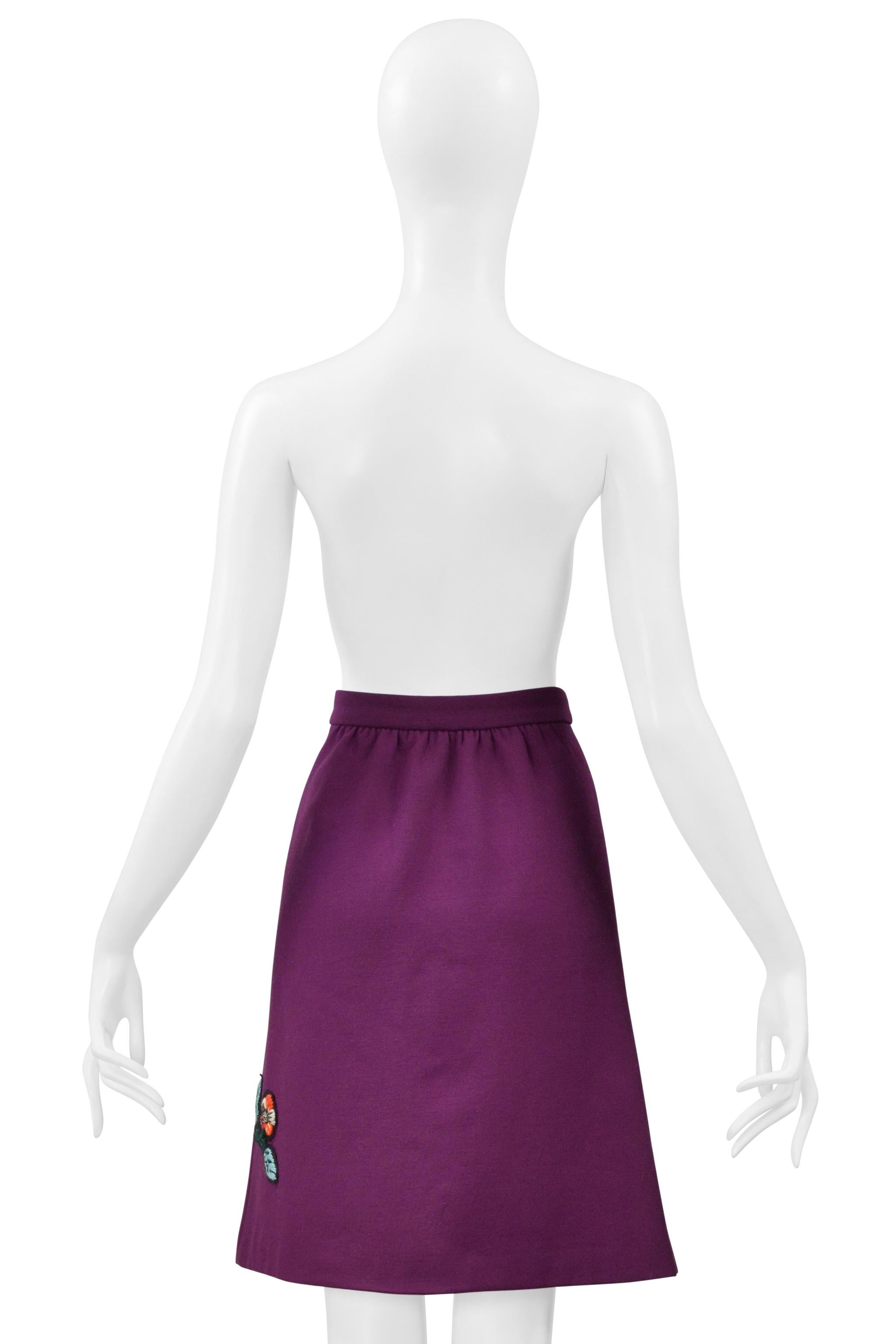 Miu Miu Purple Skirt With Embroidered Flowers & Rhinestones 2005 For Sale 5