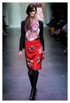 Miu Miu Purple Skirt With Embroidered Flowers & Rhinestones 2005