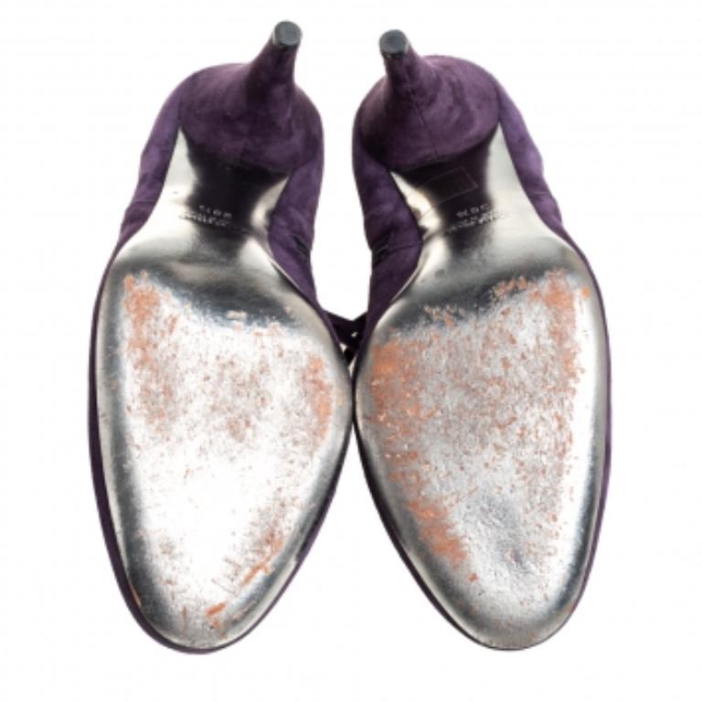Black Miu Miu Purple Suede Ankle Booties Size 38.5 For Sale