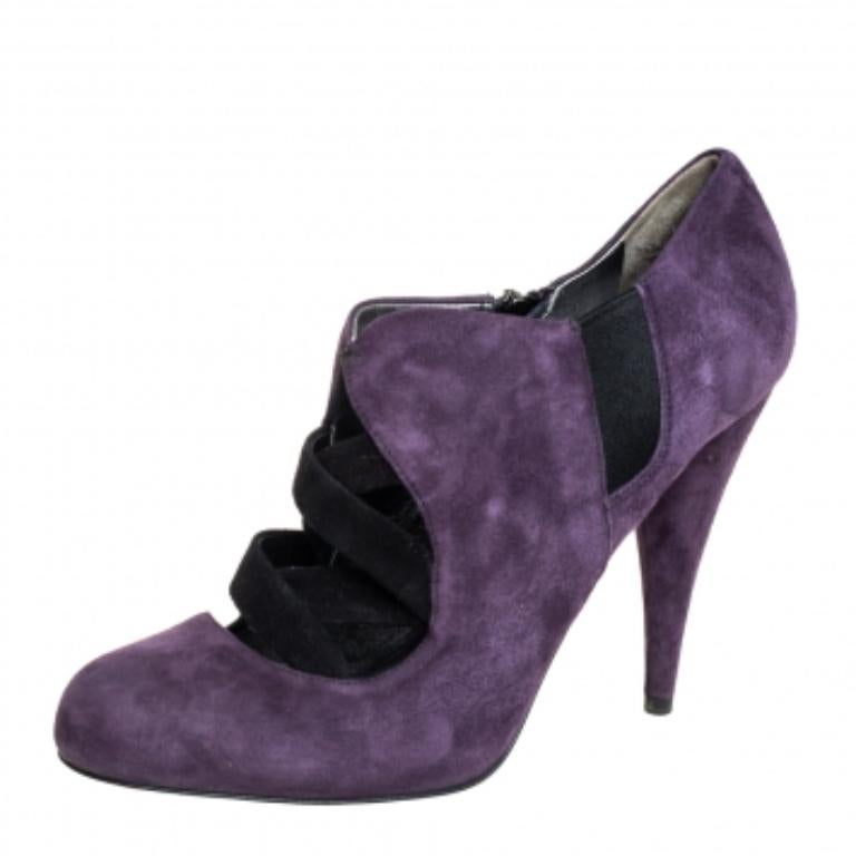 Miu Miu Purple Suede Ankle Booties Size 38.5 For Sale 1