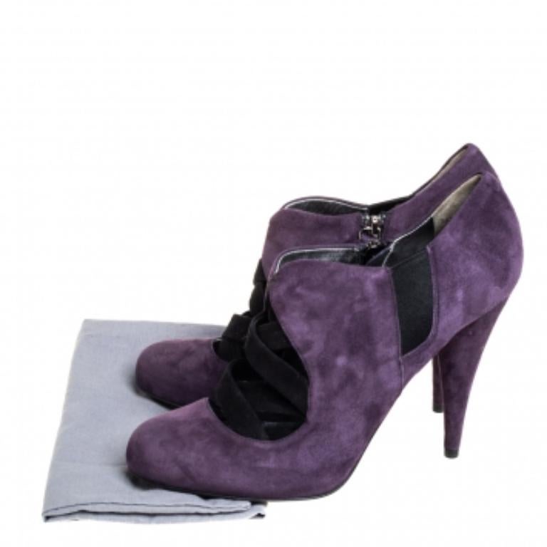 Miu Miu Purple Suede Ankle Booties Size 38.5 For Sale 3