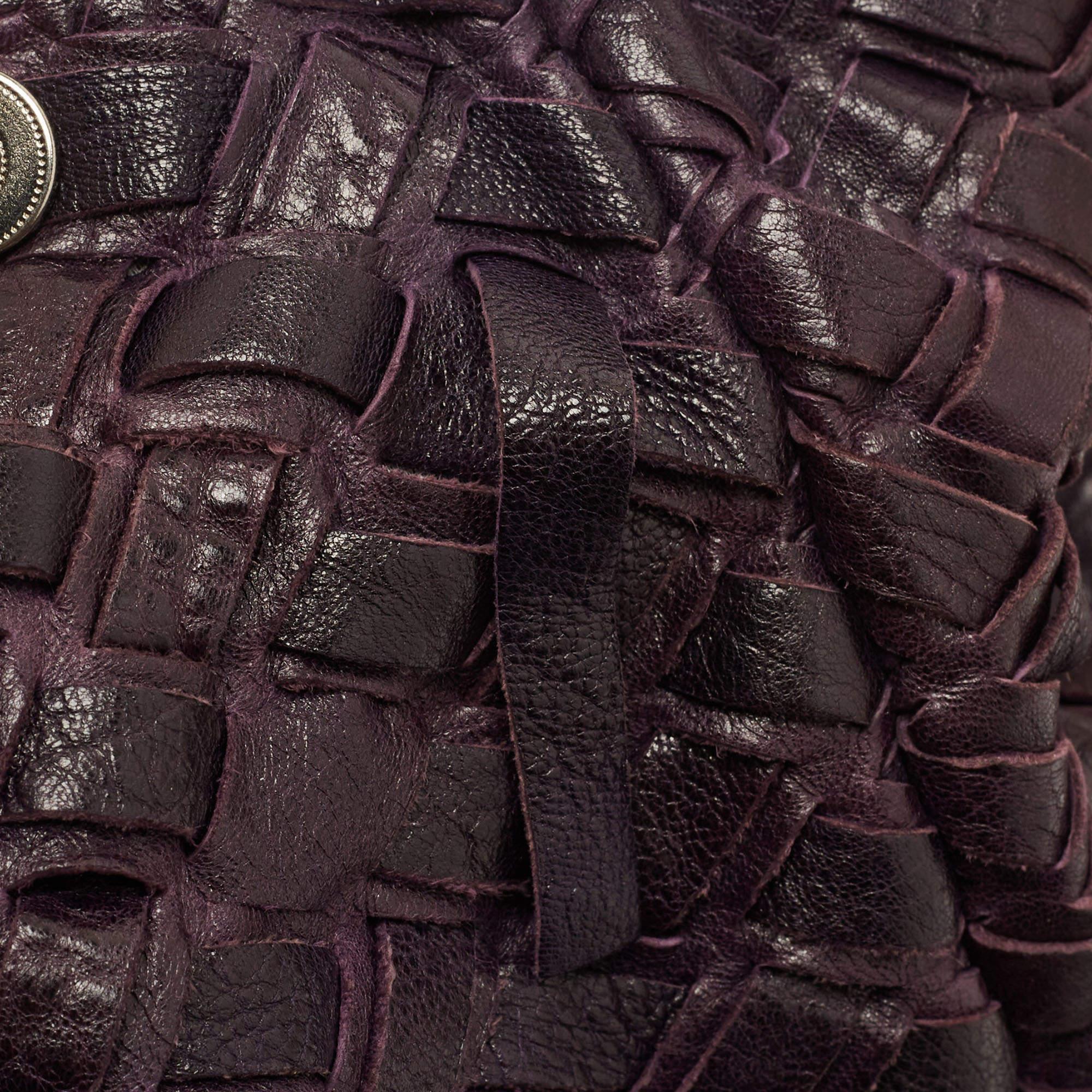 Miu Miu Purple Woven Leather Tote 6