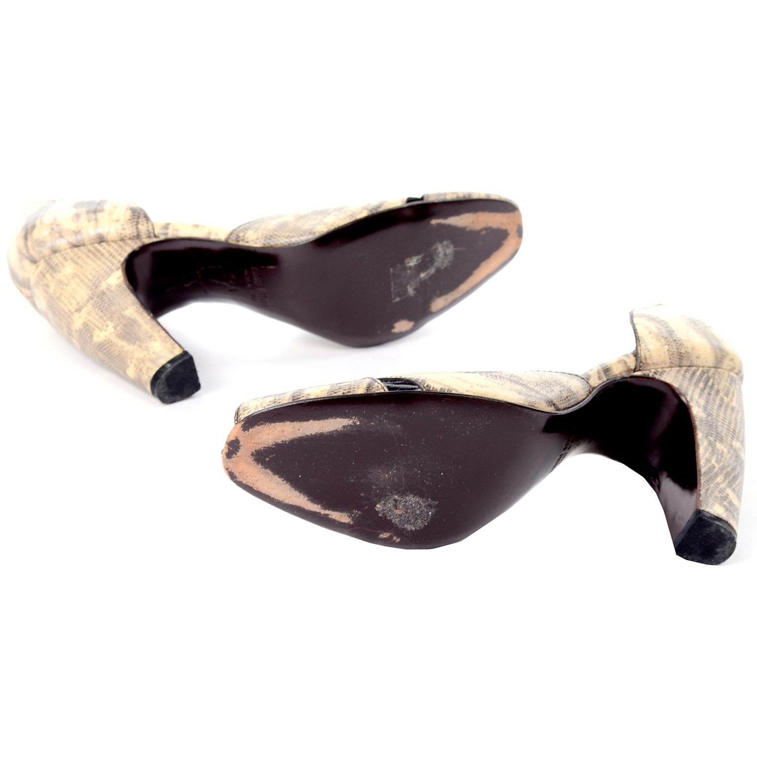 Miu Chaussures vintage embossées en python avec talons courbés et épais 37,5 en vente 3